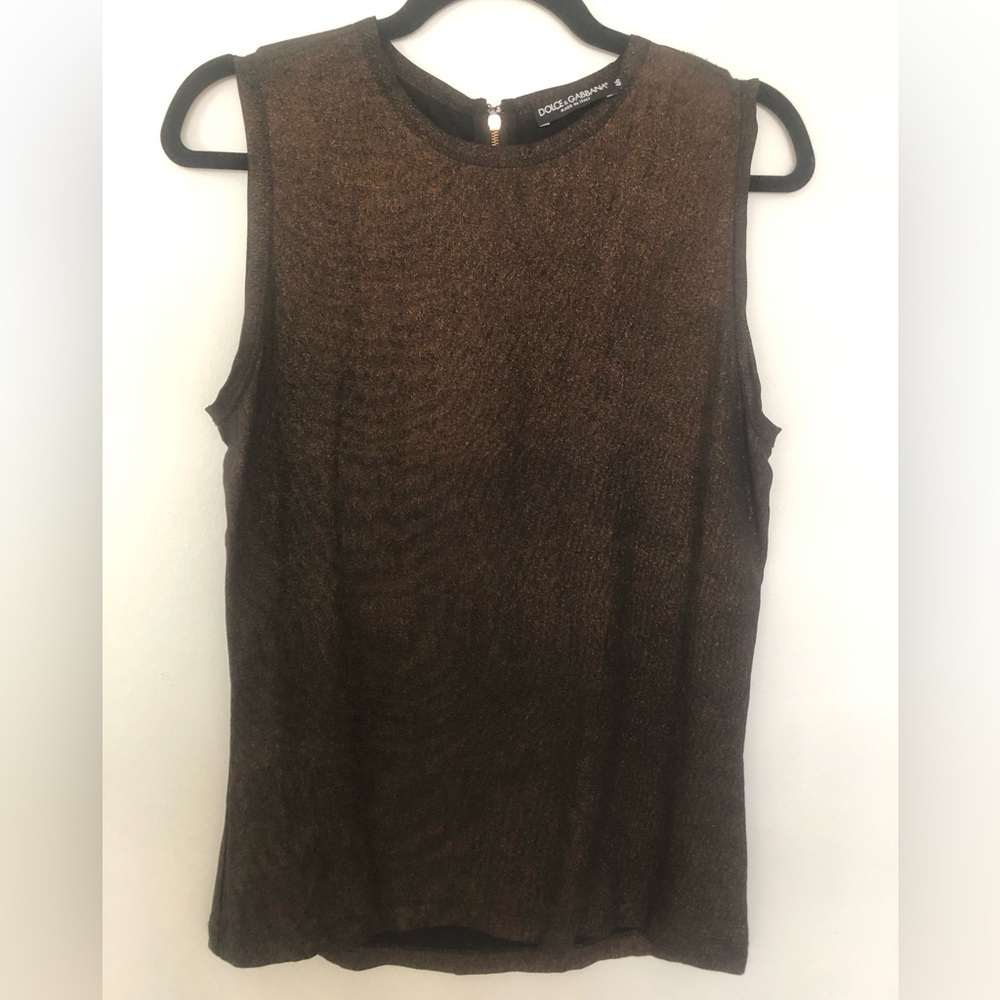 Dolce & Gabbana Copper Shimmer Tank Top with Zipper - Size 46